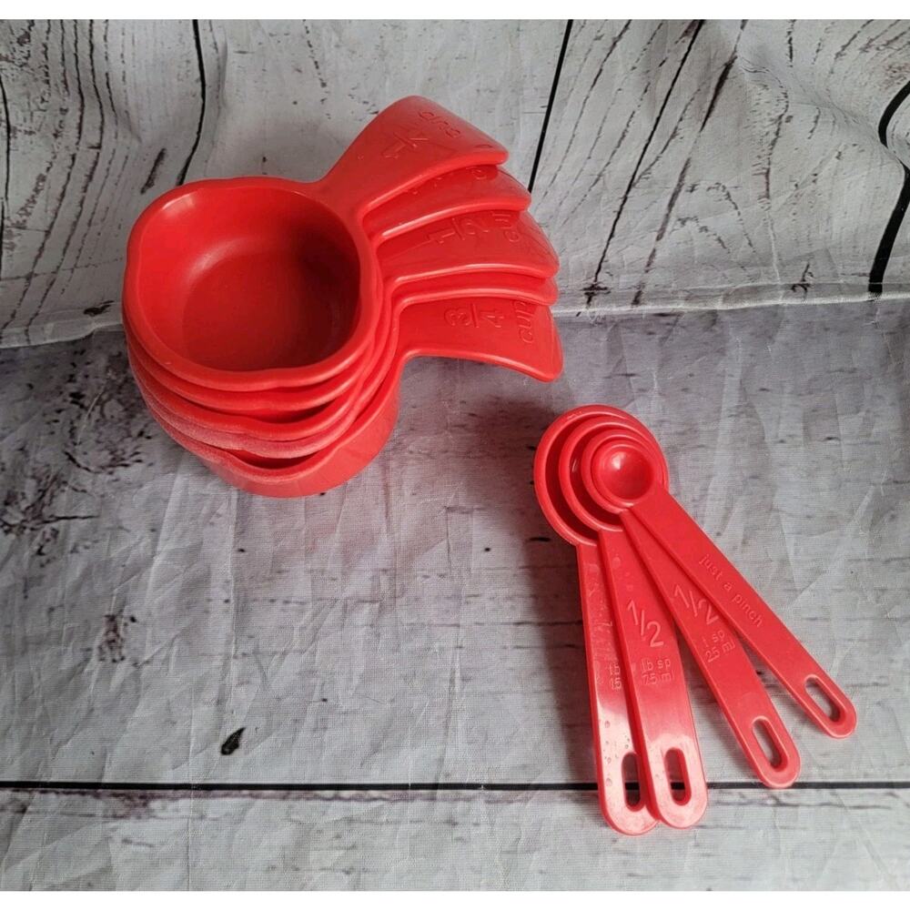 Tupperware Measuring Cups Set Of 5 And Unbranded Measuring Spoons Red Color Read